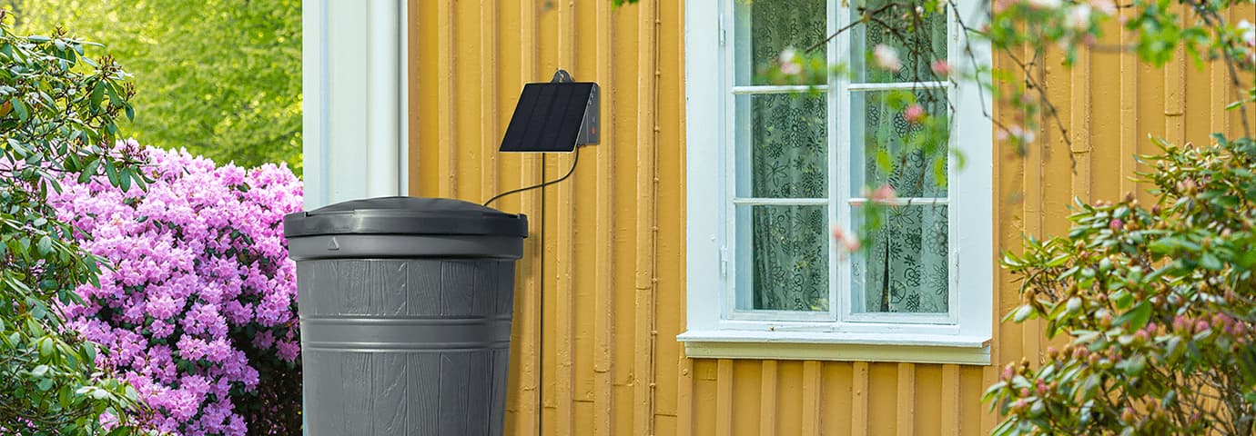 solcellsbevattning till regntunna hos granngården
