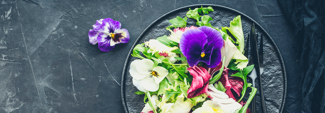 Ätbara penséer och sommarblommor