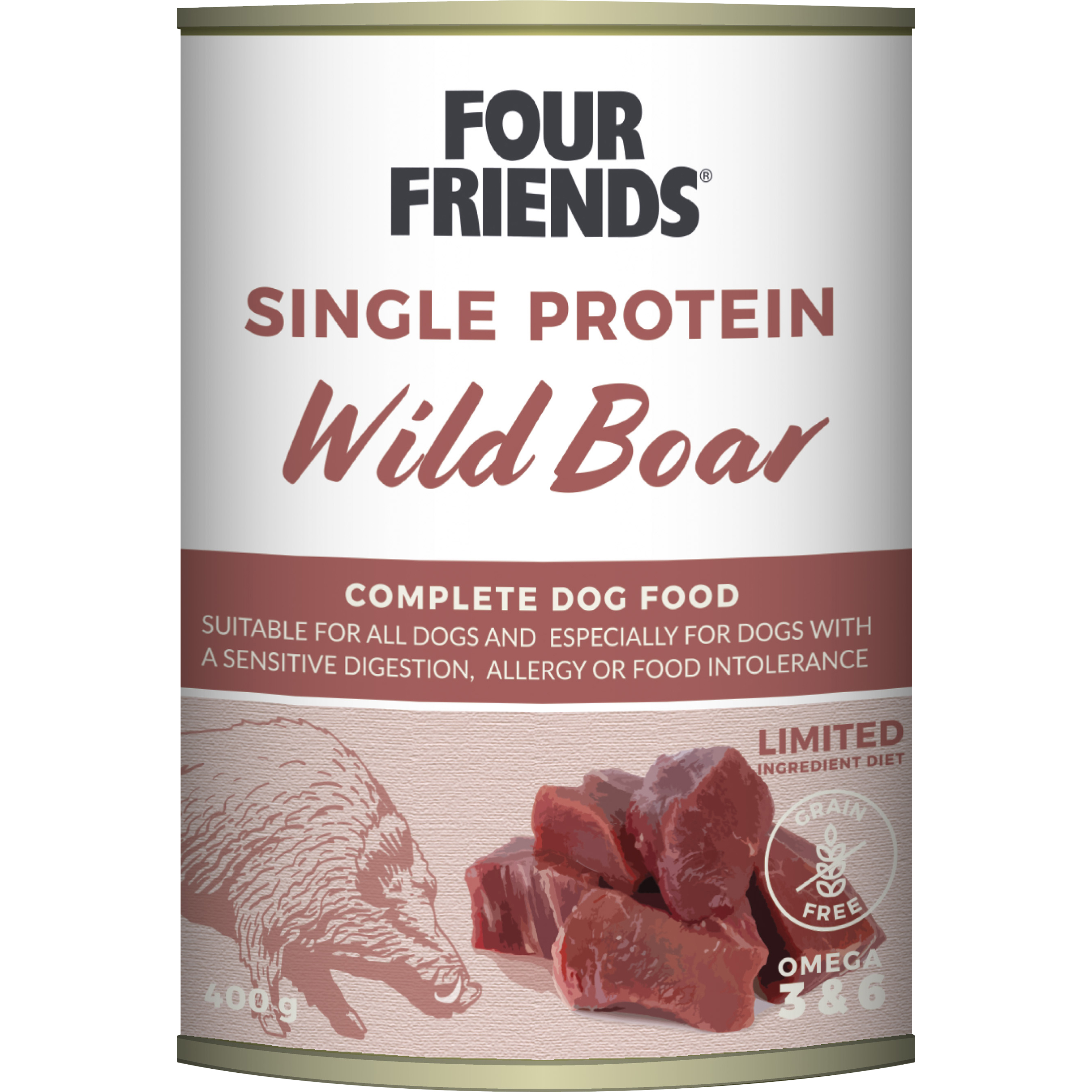 Våtfoder Four Friends Single Protein Wild Boar 400g