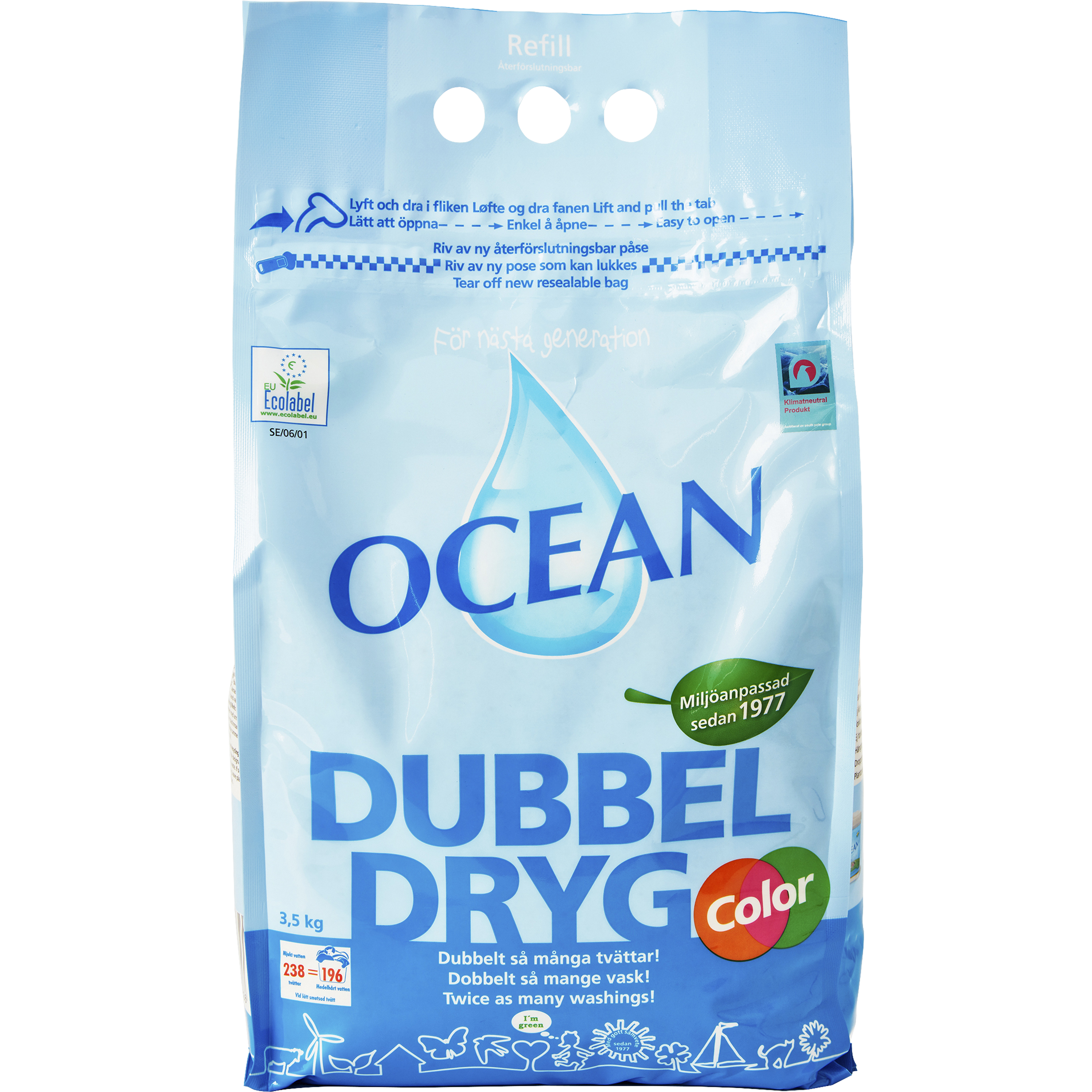 Tvättmedel Dubbeldryg Ocean Parfymerad Refill 3,5kg