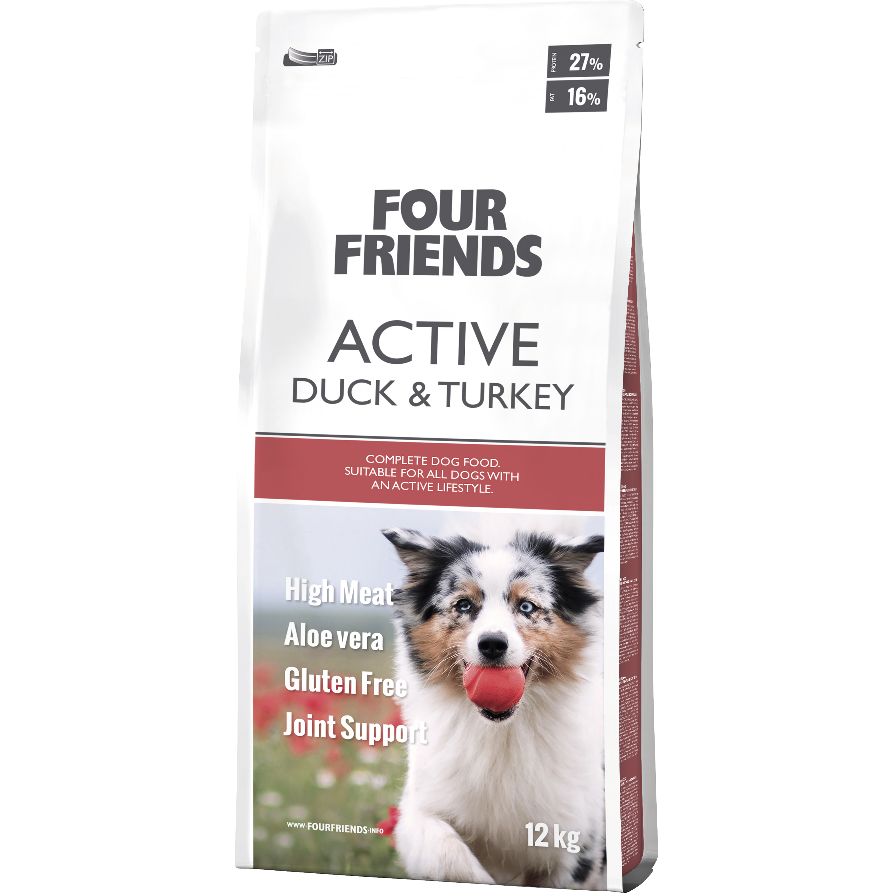 Hundfoder Four Friends Sens. High Calorie Duck & Turkey 12kg