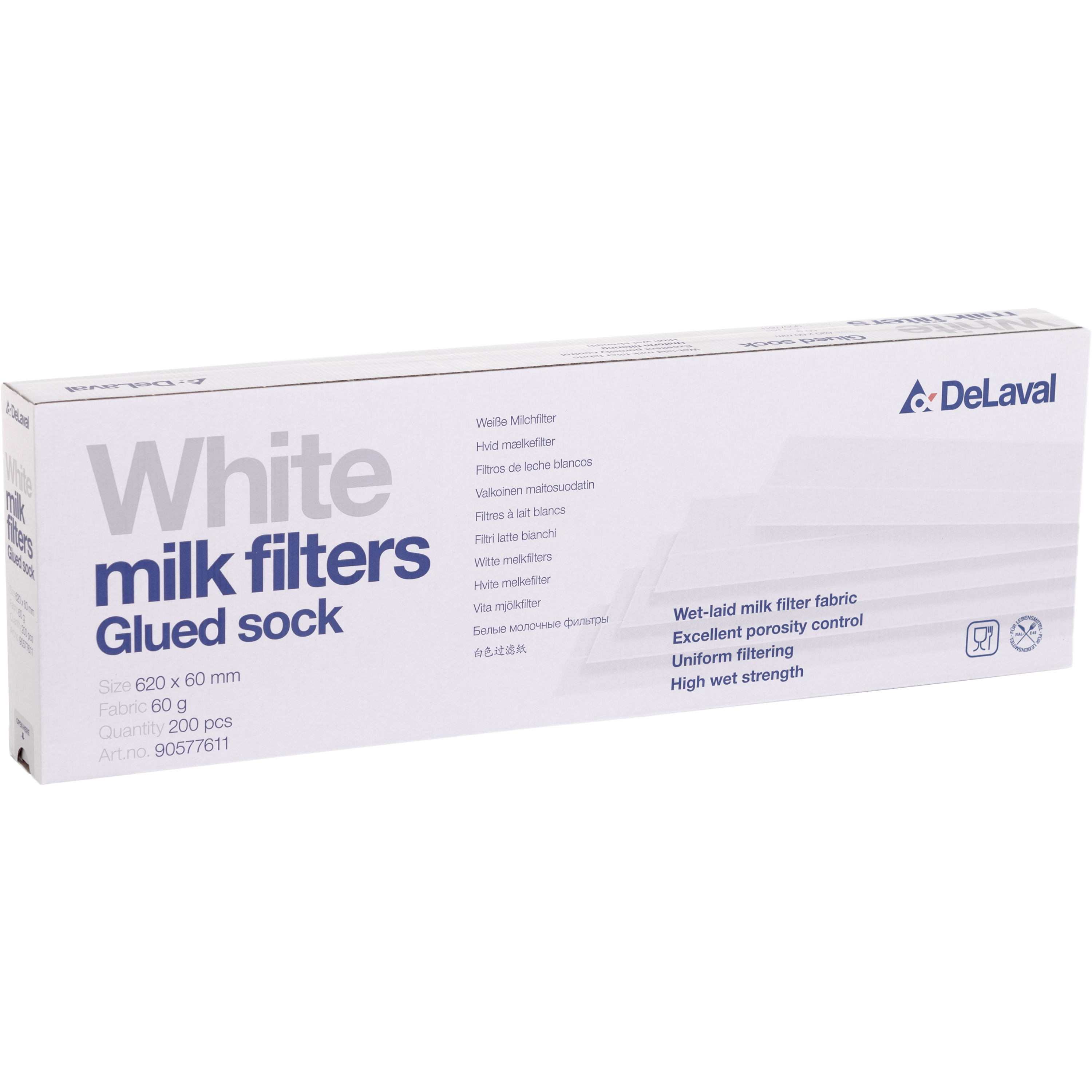 Mjölkfilter DeLaval Vit L 620x60mm 200-p
