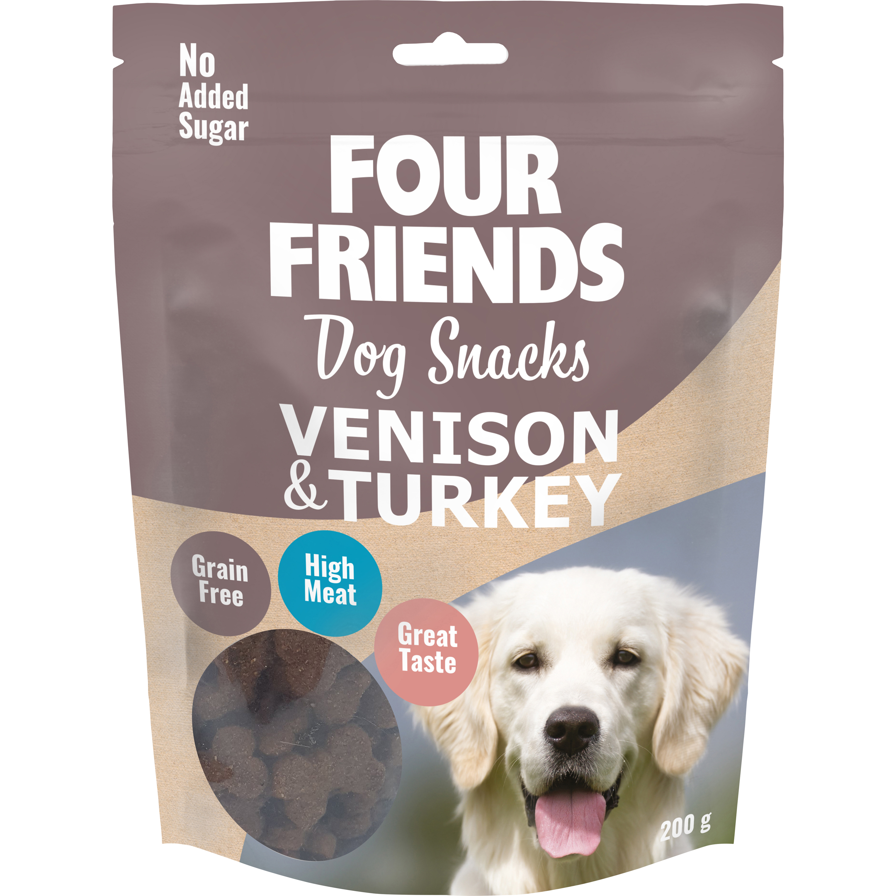 Hundgodis Four Friends Dog Snacks Venison and Turkey, 200 g