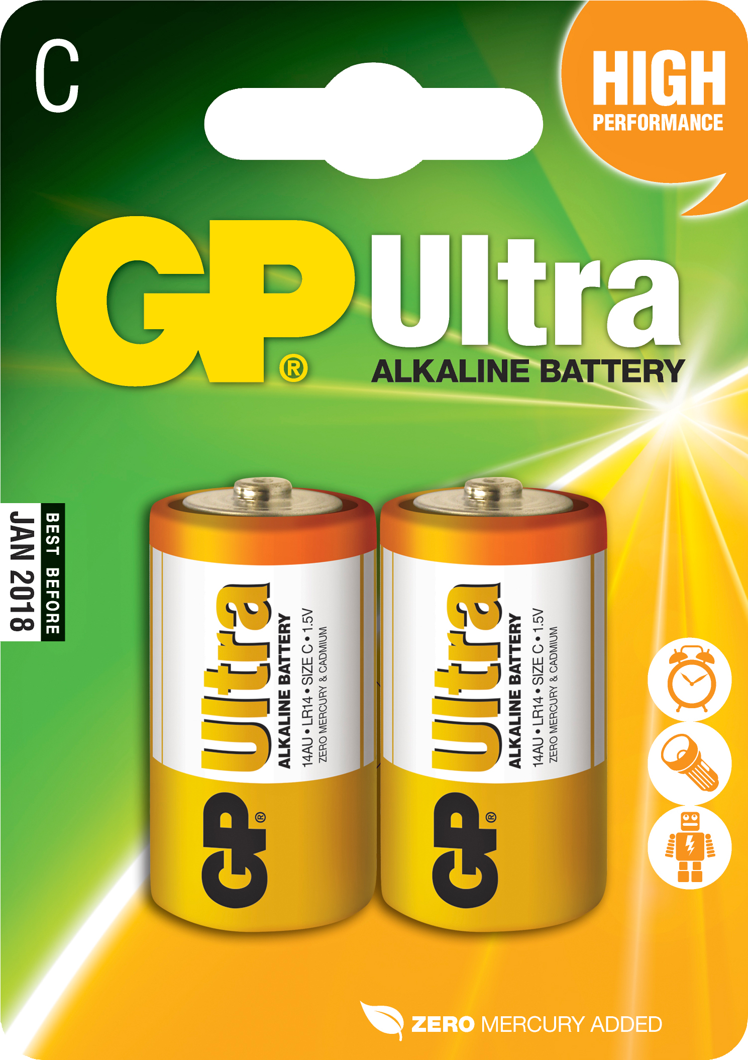Batteri GP Alkaline Ultra LR14 C 2-p