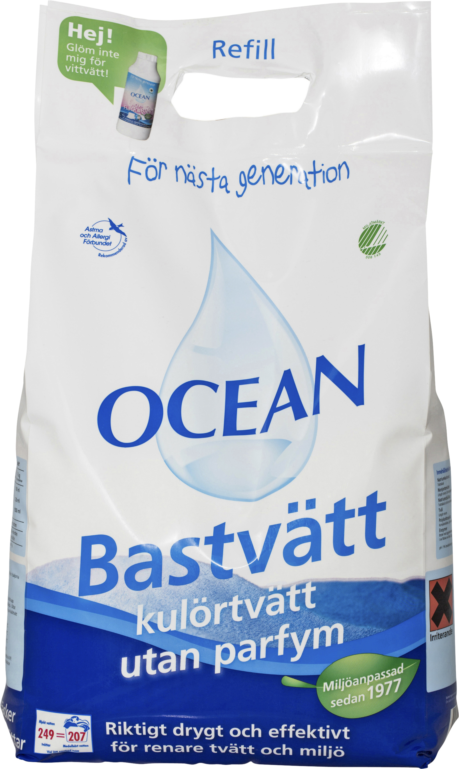 Tvättmedel Ocean Bastvätt Oparfymerat Refill 6,2 kg