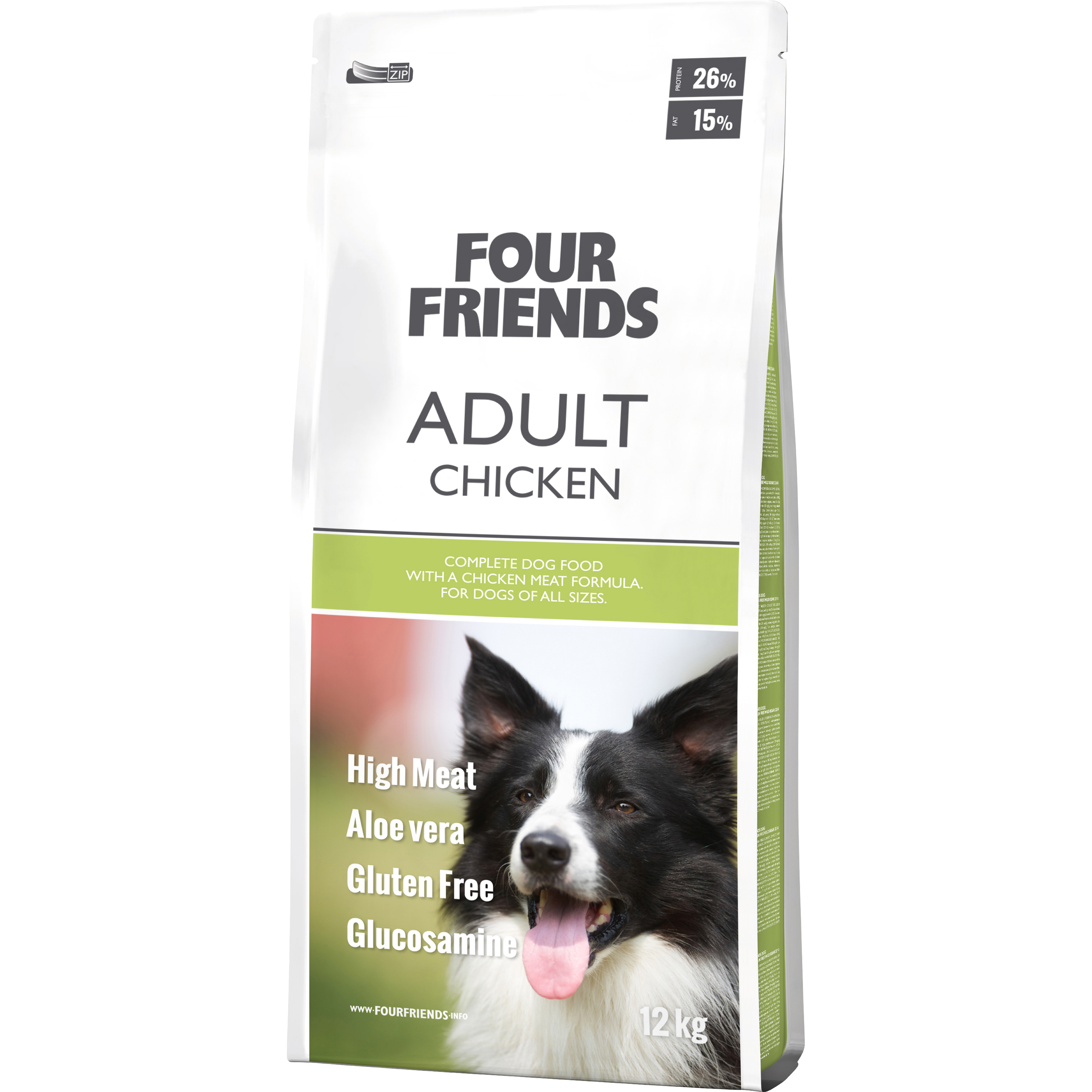 Hundfoder Four Friends Adult Chicken & Rice 12kg