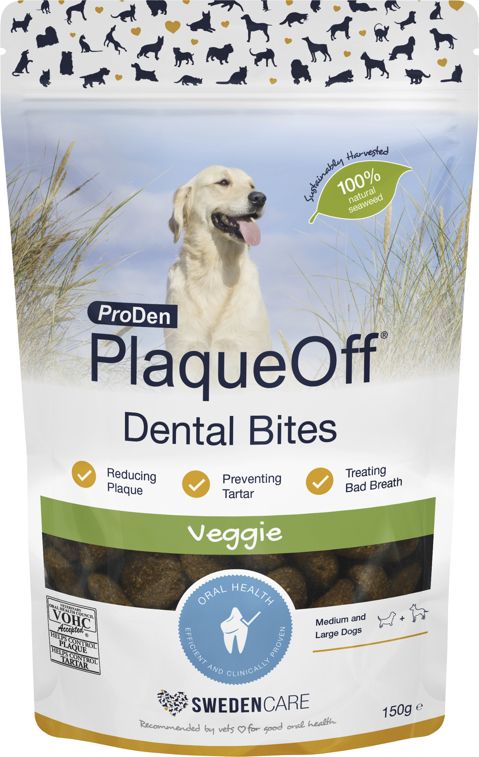 Hundgodis PlaqueOff Dental Bites 150g