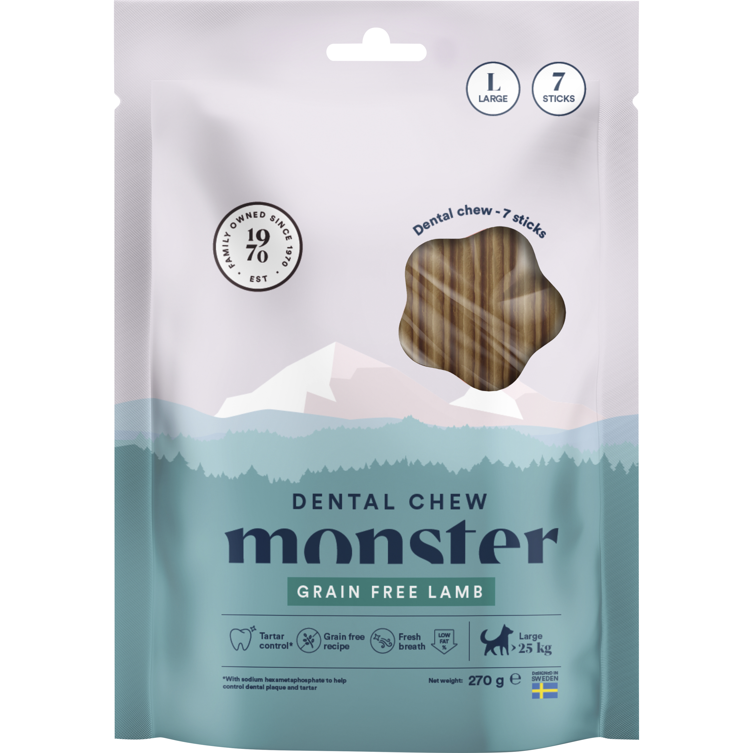Hundtugg Monster Dental Chew Lamb L 7-p