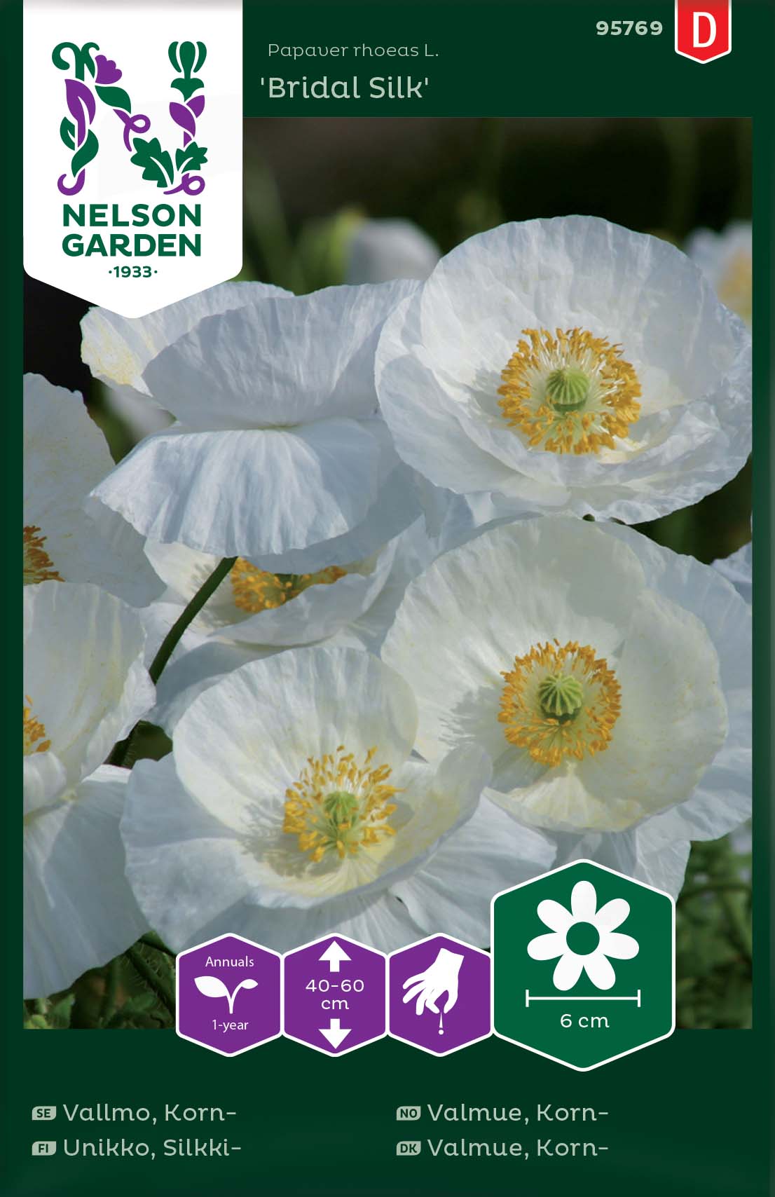 Fröer Nelson Garden Kornvallmo Bridal Silk