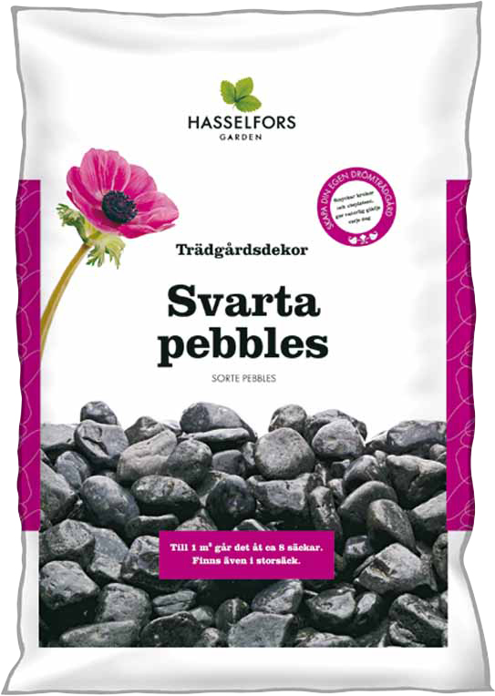 Dekorsten Hasselfors Svarta pebbles 7kg