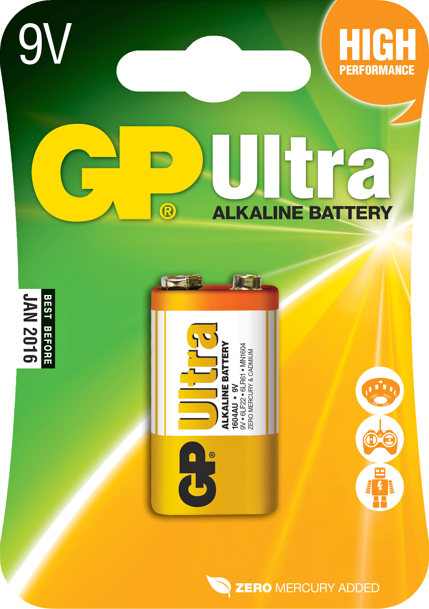 GP Batteries Batteri GP Alkaline Ultra 6LR61 9V