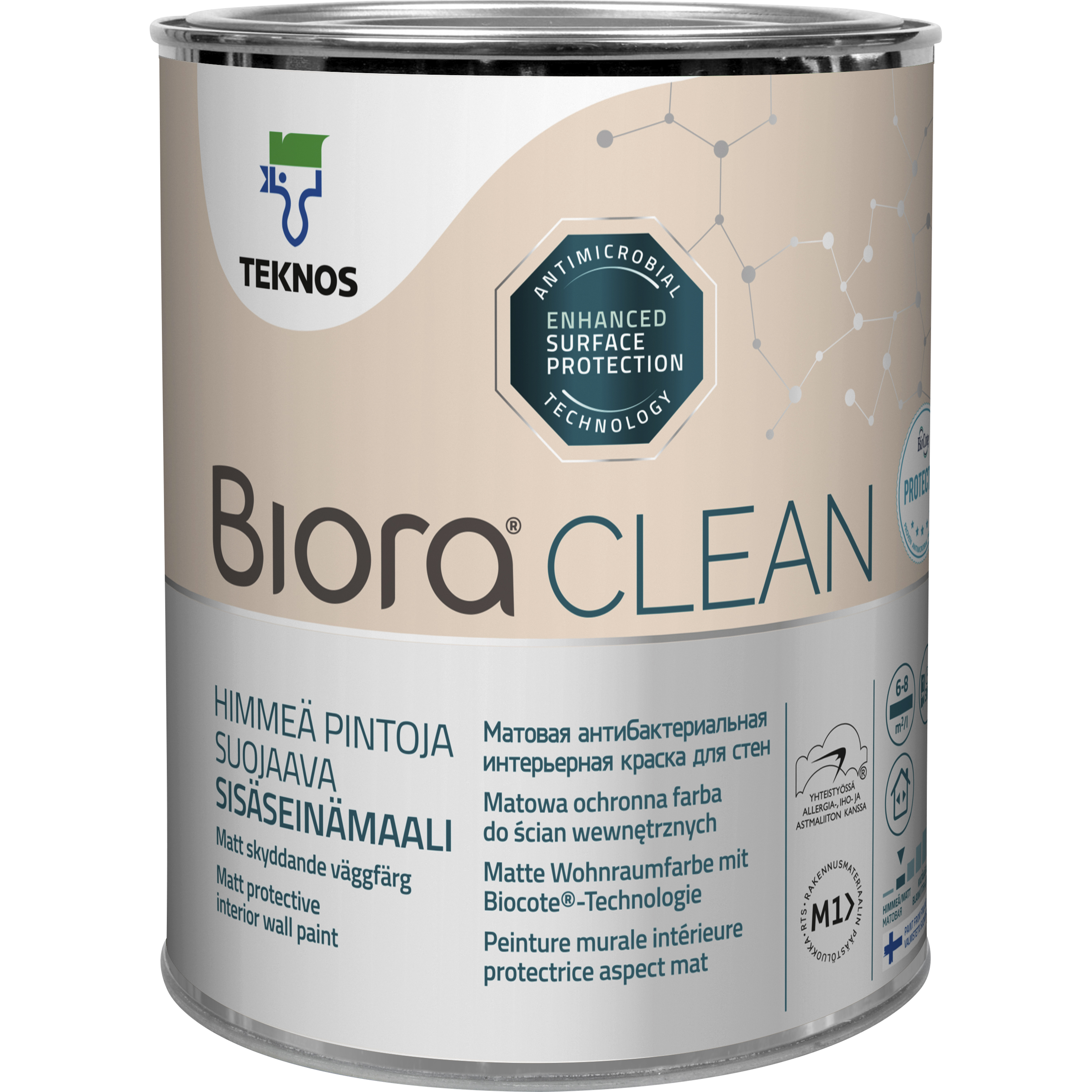 Väggfärg Teknos Biora Clean Bas 1 0,9 l