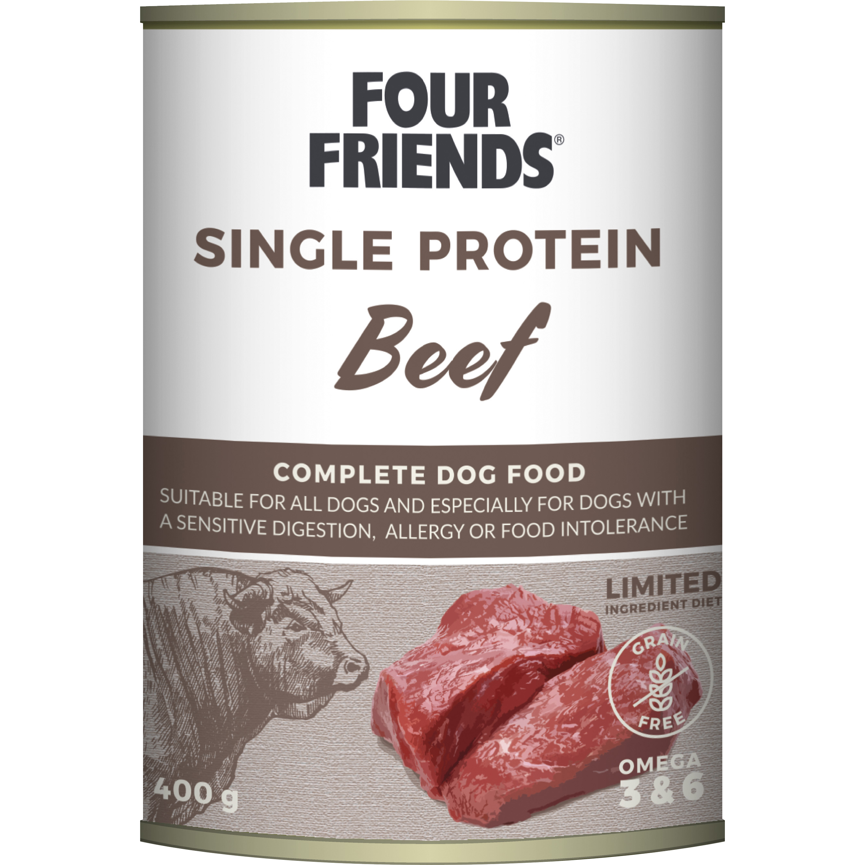 Våtfoder Four Friends Single Protein Beef 400g