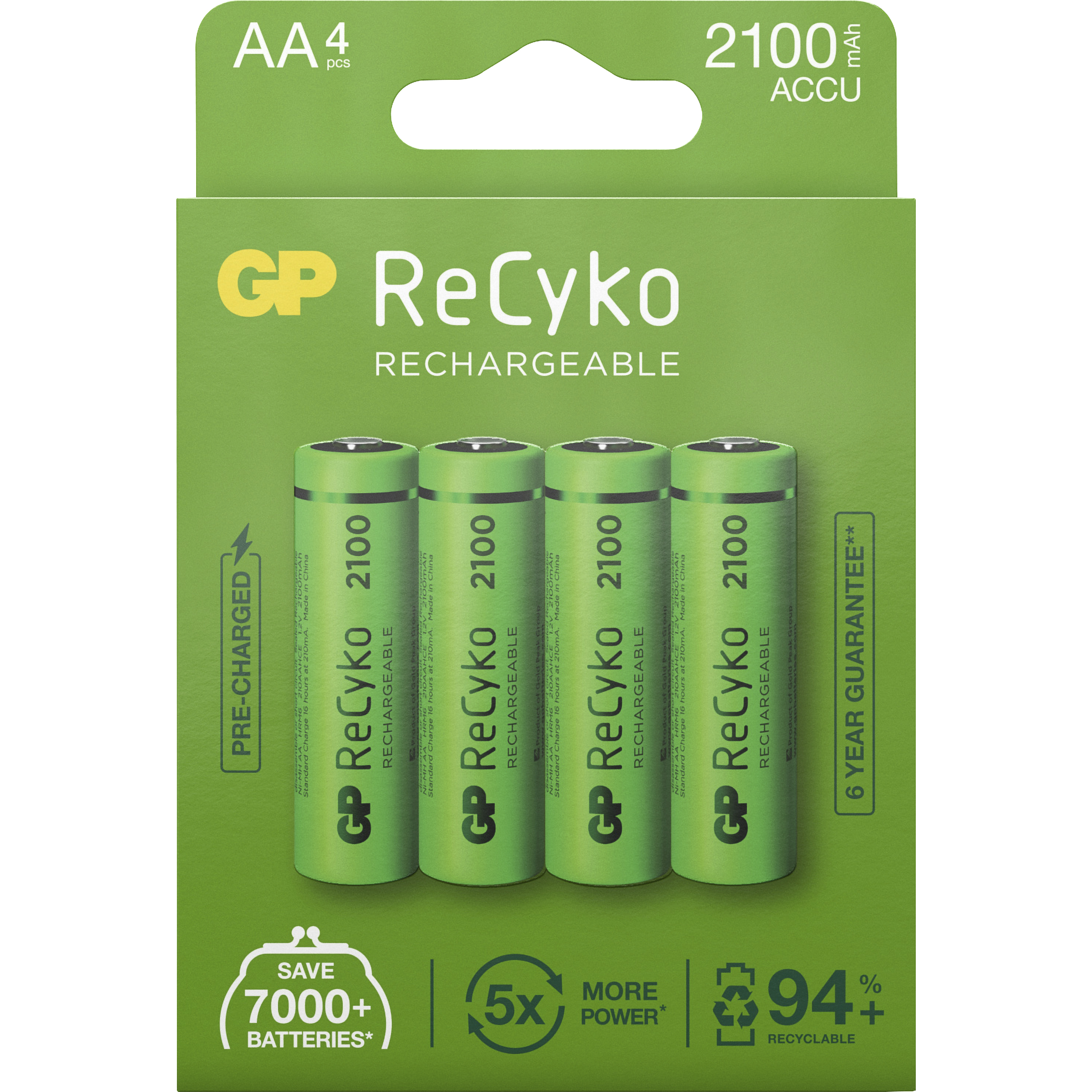 Batteri GP ReCyko 2100 Laddningsbart AA 4-p