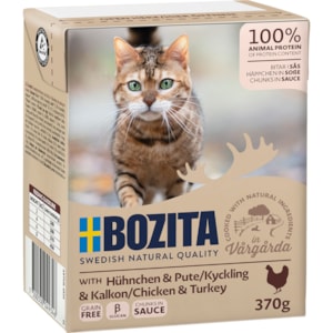 Kattmat Bozita bitar i sås med kyckling & kalkon, 370 g