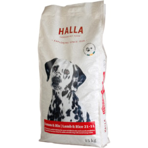 Hundfoder Halla Lamm och Ris 15 kg