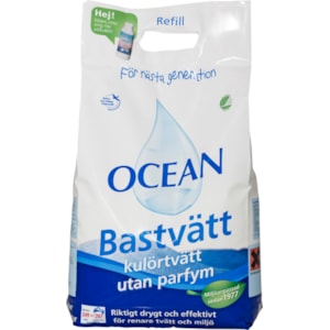 Tvättmedel Ocean Bastvätt Oparfymerat Refill, 6,2 kg