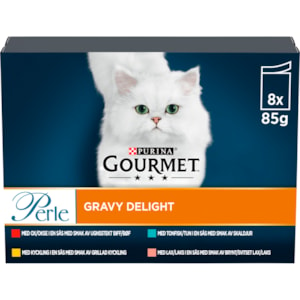 Kattmat Gourmet Perle Menybox Gravy Delight 8 x 85 g
