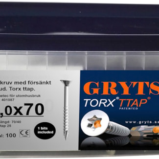 Träskruv Gryts No.1 C4, 100-pack 5,0 x 70 mm