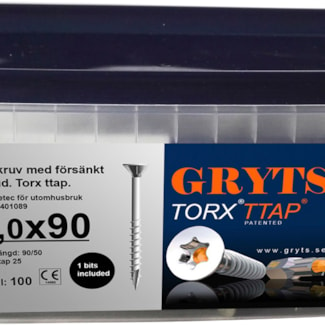 Träskruv Gryts No.1 C4, 100-pack 5,0 x 90 mm