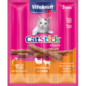 Kattgodis Vitakraft Cat Stick Mini Kalkon och Lamm 3-pack