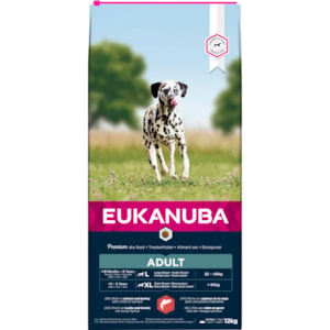 Hundfoder Eukanuba Adult All breeds Lax/Korn 12 kg