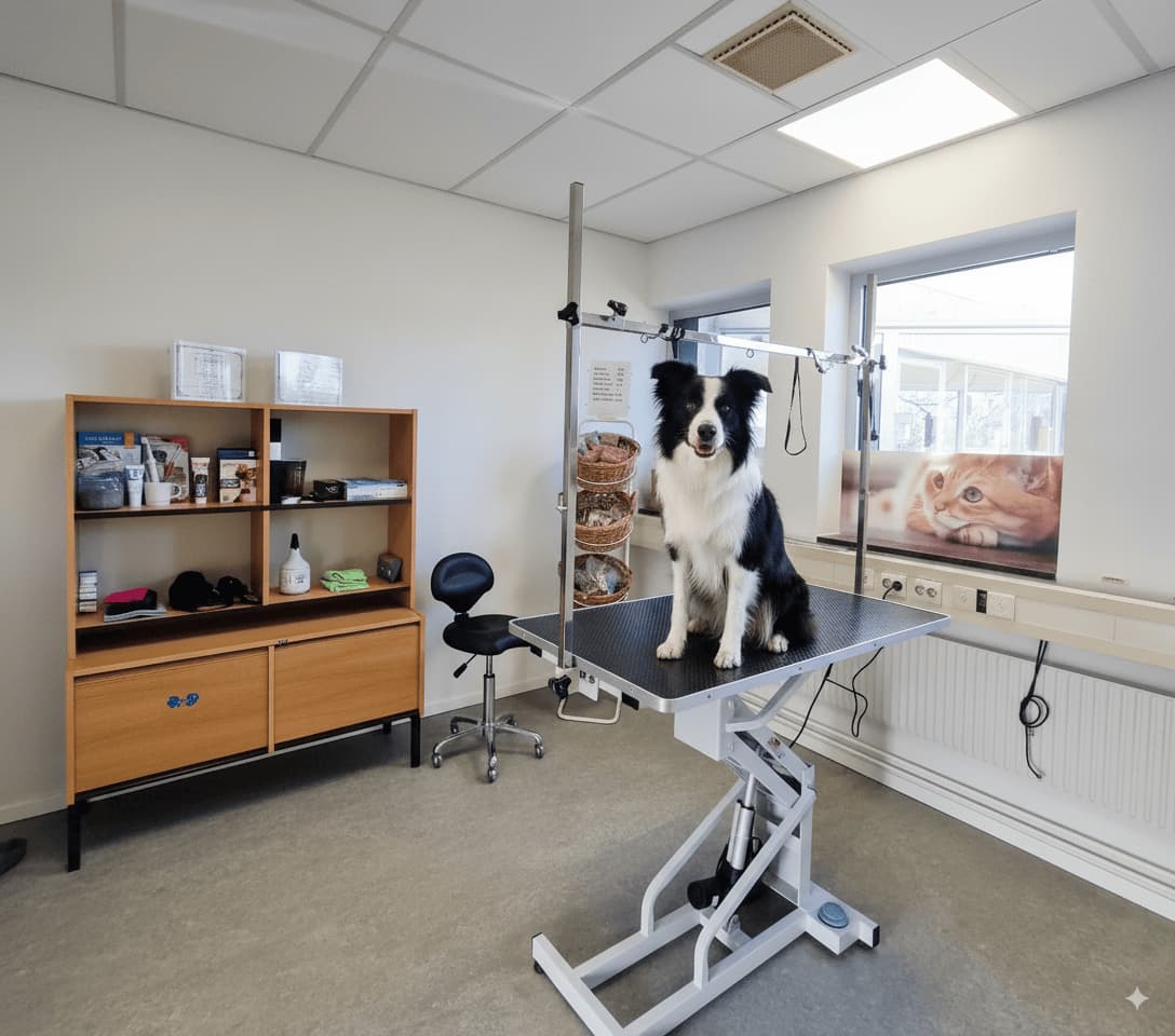 Bild på salongen och klippstationen i Granngården Karlskrona där du kan boka kloklippning hund, hundtrim