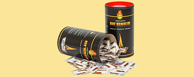 oöppnad och öppnad förpackning innehållande tändpåsar