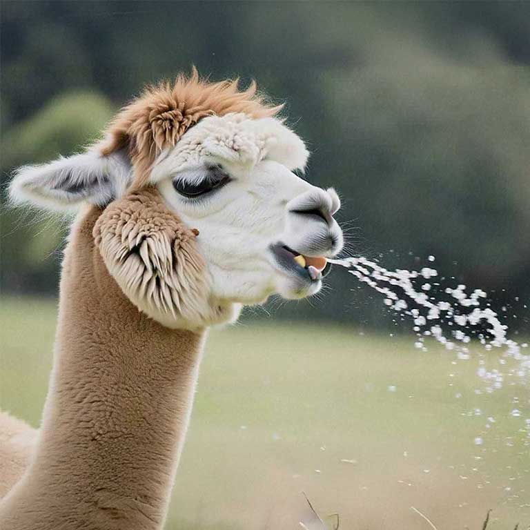 en alpacka som spottar