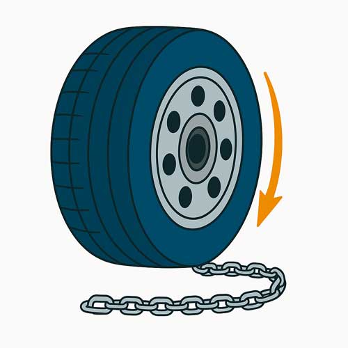 illustration av däck och snökedja